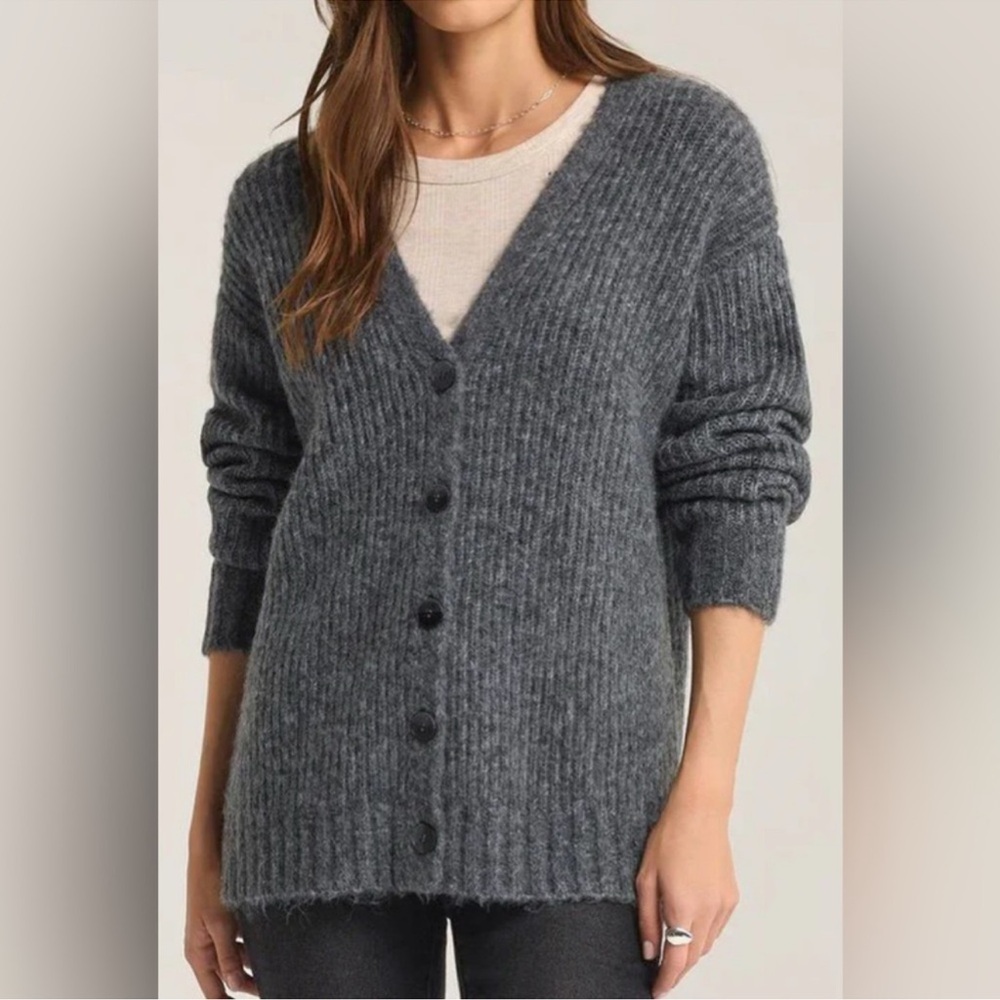 Z Supply Women's Josie Cozy Heathered Gray Cardigan Sweater Women's Size XL NWT